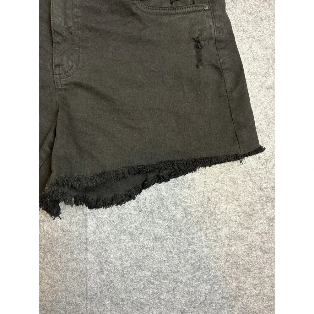 KUT from the Kloth Jane Long Short High Rise Cut Off Denim Shorts Black Size 8